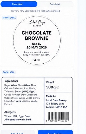 Label designer preview